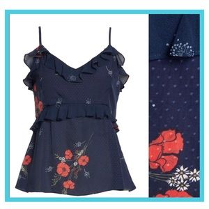 Joie Aisling Poppy Print Ruffle Camisole NWT